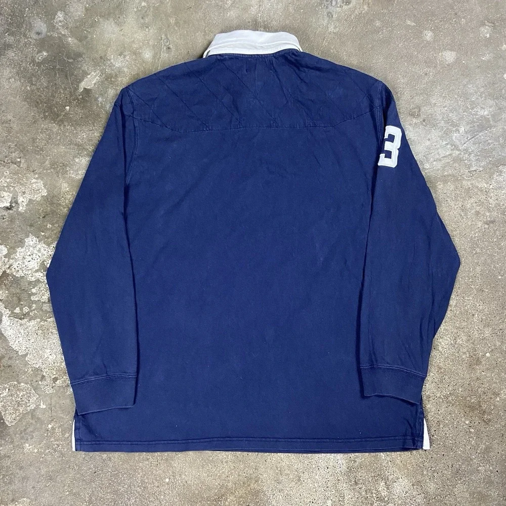 Vintage Polo Ralph Lauren Quilted Rugby Shirt Size XXL Navy Blue #3 Big Pony